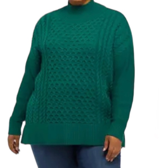 Crown & Ivy Plus Size Green Cable Knit Sweater Size XXL - Picture 1 of 11